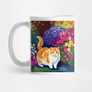 Orange and White Chonk in a Flower Garden Mug